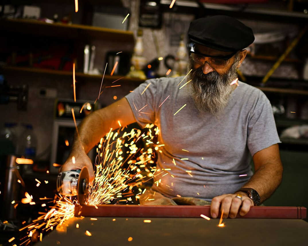 Portrait of a bearded workshop manager